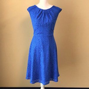 WOMENS - sz 4 NWT Liz Claiborne Blue lace overlay fit & flare Dress, cap sleeve